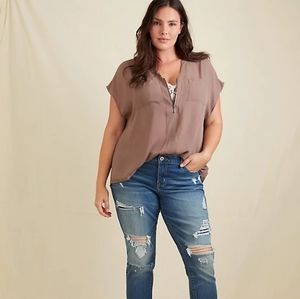 GEORGETTE ZIP-FRONT DOLMAN BLOUSE (D1-1)
